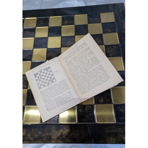 1762 - Handmade Chess Board And Vintage 'How To Play Chess Book'