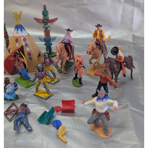 1812 - An Assortment Of Britains Metal And Plastic Cowboys And Indians