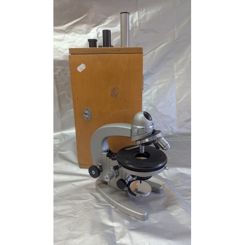 1814 - DMO Microscope In Wooden Case With Accessories