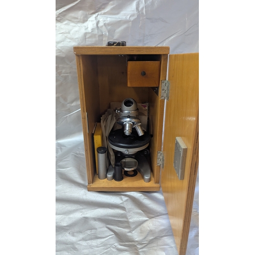 1814 - DMO Microscope In Wooden Case With Accessories