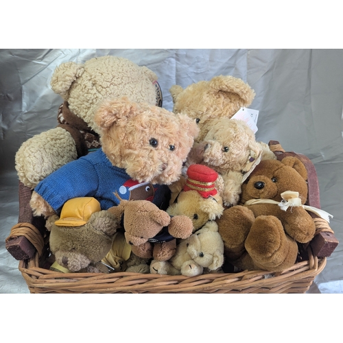 1822 - 2 Wicker Baskets Of Assorted Teddy Bears