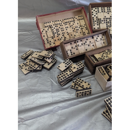 1831 - A Large Quantity Of Antique Bone Faces Domino Sets