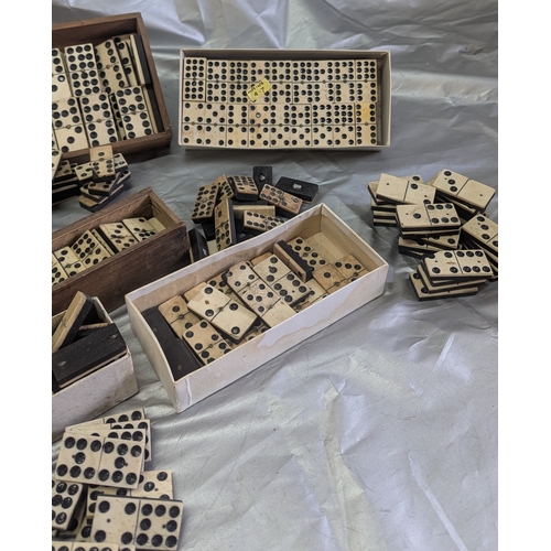 1831 - A Large Quantity Of Antique Bone Faces Domino Sets