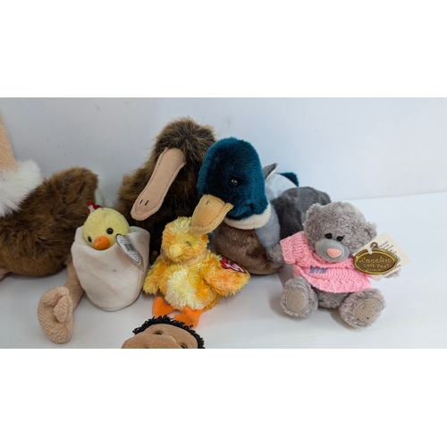 1864 - 12 x Collectable Soft Toys, Including Disney Pooh, Eyeore and Piglet, Beanie Babies etc