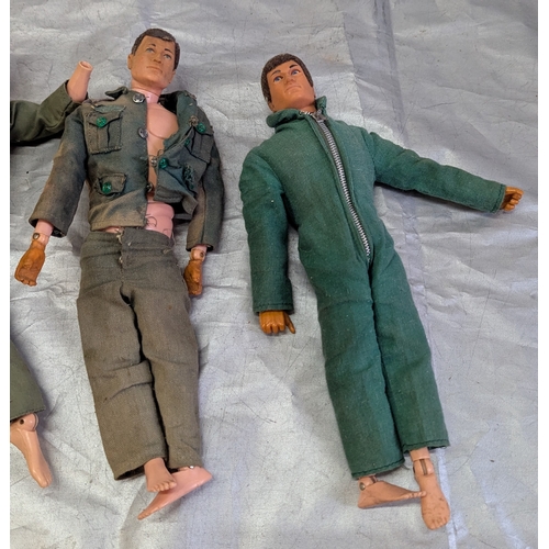 1882 - 1964 Palitoy Action Man Figures x4 - All With Missing Fingers, One Missing Both Hands