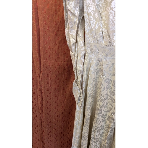 2174 - 1970's Gold Damask Type Wedding Dress with Beautiful Sheen, Tapered Waistline with Train.  Requires ... 