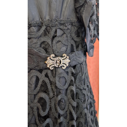 2225 - 1920's/ 1930's Vintage Black Cocktail Dress - Handmade.  With Bolero Jacket, Halter Top, Heavy Lined... 