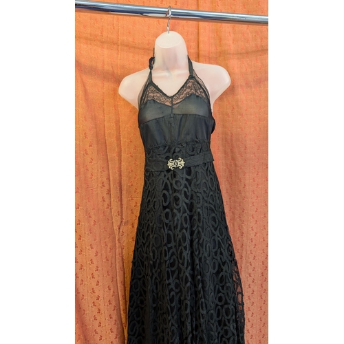 2225 - 1920's/ 1930's Vintage Black Cocktail Dress - Handmade.  With Bolero Jacket, Halter Top, Heavy Lined... 