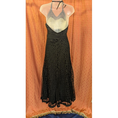 2225 - 1920's/ 1930's Vintage Black Cocktail Dress - Handmade.  With Bolero Jacket, Halter Top, Heavy Lined... 