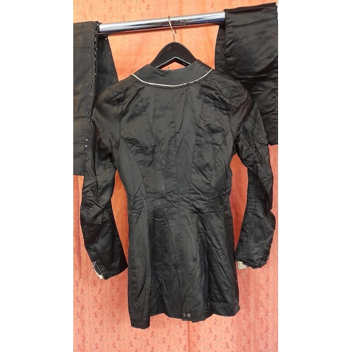 2301 - Black Satin Vintage Activity Outfit. Unusual Design!!  Separate Legs.  Requires some additional stic... 