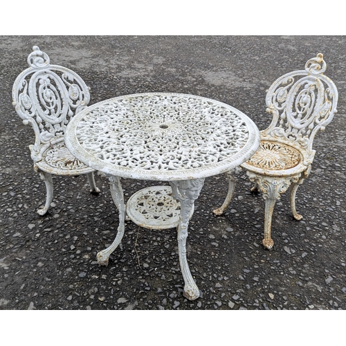 2 - An Ornate Garden Table And Chairs - One Chair Missing A Leg! - 68 x 73(Diameter)