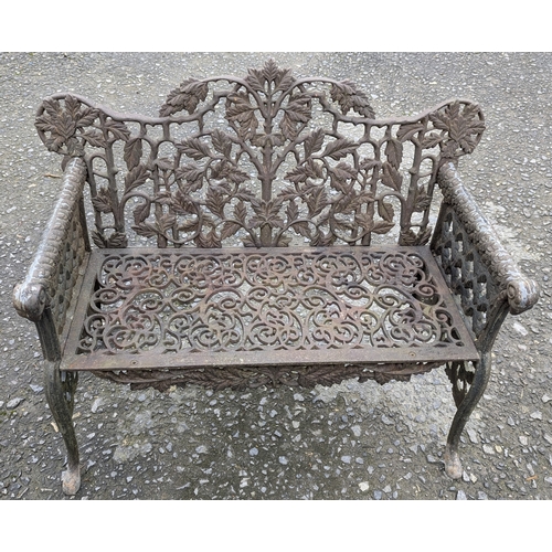 4 - A Wrought Iron Garden Bench With Rams Head Arms - 90 x 103 x 42cm