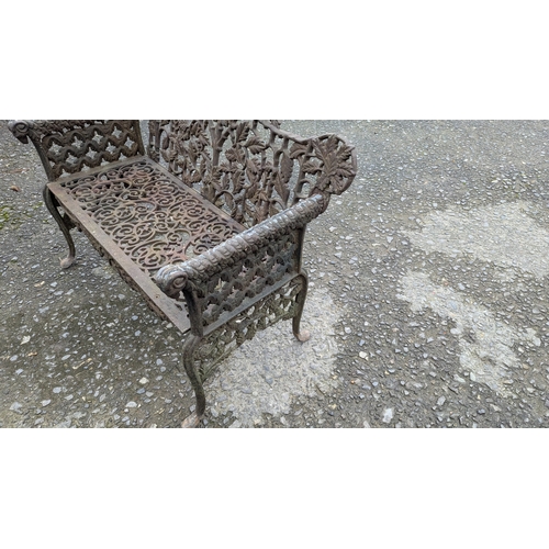 4 - A Wrought Iron Garden Bench With Rams Head Arms - 90 x 103 x 42cm