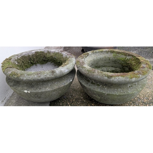 7 - A Pair Of Large Composite Concrete Planters - 55 x 55cm