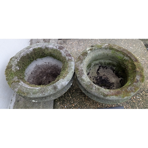 7 - A Pair Of Large Composite Concrete Planters - 55 x 55cm