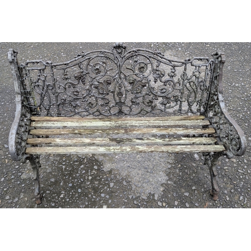 8 - A Wrought Iron Garden Bench (Wood Seat Requires Repair Or Replacement)  - 97 x 125 x 45cm