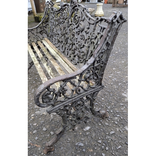 8 - A Wrought Iron Garden Bench (Wood Seat Requires Repair Or Replacement)  - 97 x 125 x 45cm