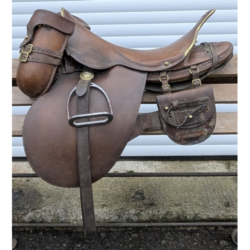 32 - A Mounted Light Horse Leather And Brass Saddle (WW1?)