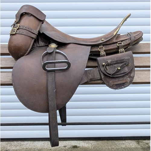 32 - A Mounted Light Horse Leather And Brass Saddle (WW1?)