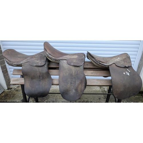 37 - 3 Leather Saddles