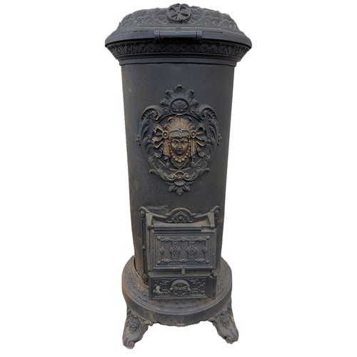 1D - An Ornate Cylindrical Stark Mittel And Schwach Wood Burner - 147 x 66 x 198cm