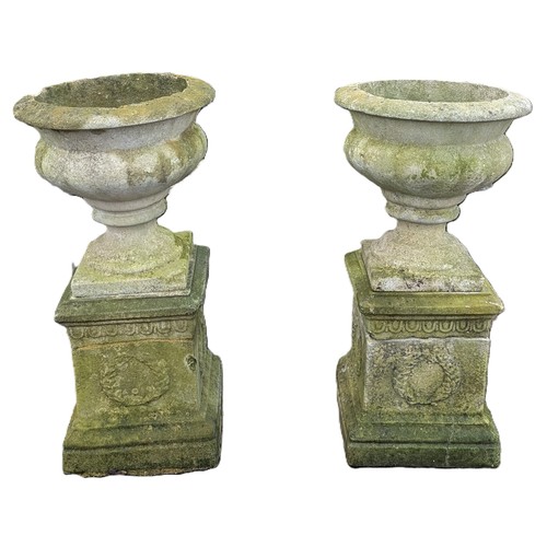 9 - A Pair Of Large Composite Concrete Planters - 82 x 52cm