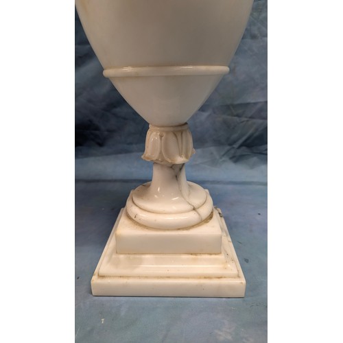 85 - A Carved Alabaster Urn Table Lamp - 56cm