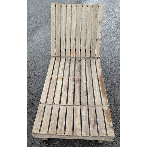 5E - A Pair Of Large Wooden Sun Loungers