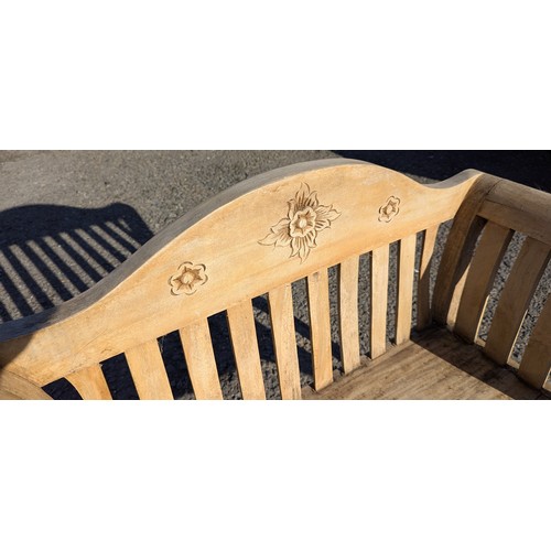 5D - A Scroll Armed And Carved Myaka Bench - 100 x 88 x 48cm