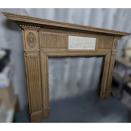 1F - An Antique Pine Fire Surround with Cameo Central Plaque