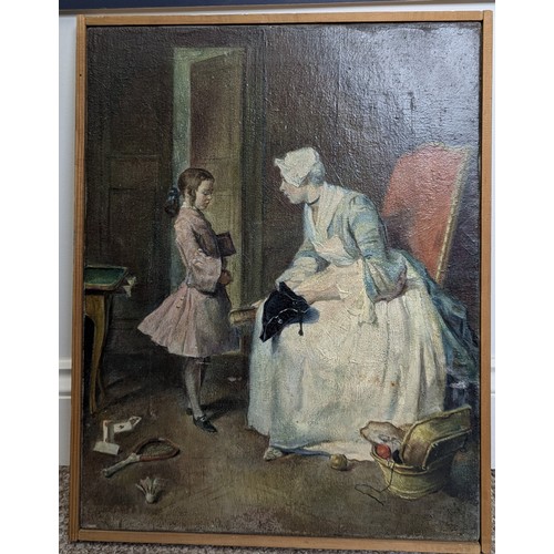 701 - An Oil On Canvas Copy Of Vermeer's 'The Lacemaker' - 28 x 24cm In Frame and An Oil On Canvas Copy Of... 