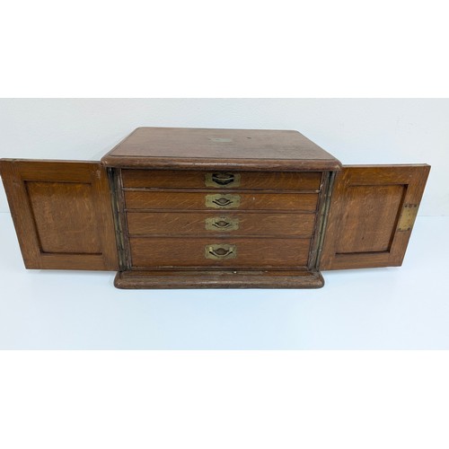 37 - An Oak and Brass Cased 4 Drawer Canteen of Cutlery 54 x 34 x 42cm