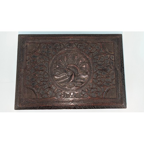 34 - An Anglo Indian Carved Box with Peacock Motif 36 x 26 x 13cm