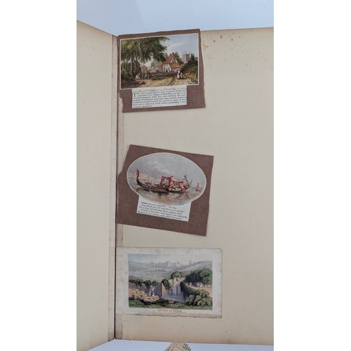 18 - A 19th Century Scrapbook Containing Original Artworks , Entomology, Antique Postcards, Prints and Cu... 