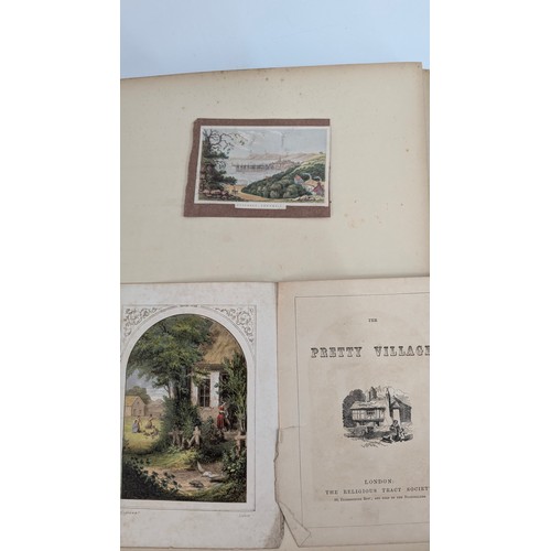 18 - A 19th Century Scrapbook Containing Original Artworks , Entomology, Antique Postcards, Prints and Cu... 