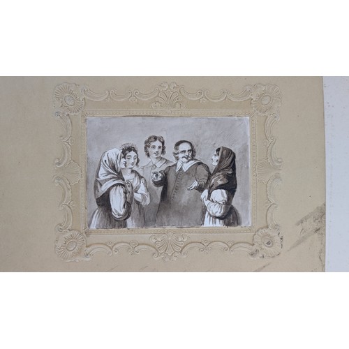 18 - A 19th Century Scrapbook Containing Original Artworks , Entomology, Antique Postcards, Prints and Cu... 
