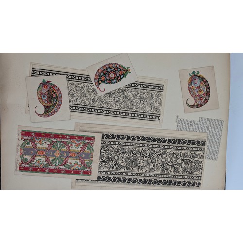 18 - A 19th Century Scrapbook Containing Original Artworks , Entomology, Antique Postcards, Prints and Cu... 