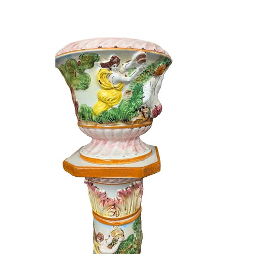 24 - A Set of Matching Majolica Jardinières   - Capo Di Monte Style  Largest  130cm High   & 96cm High