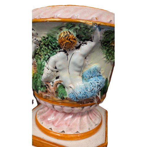 24 - A Set of Matching Majolica Jardinières   - Capo Di Monte Style  Largest  130cm High   & 96cm High