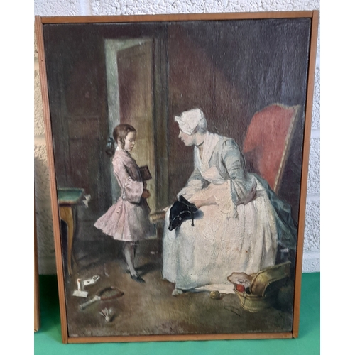 701 - An Oil On Canvas Copy Of Vermeer's 'The Lacemaker' - 28 x 24cm In Frame and An Oil On Canvas Copy Of... 