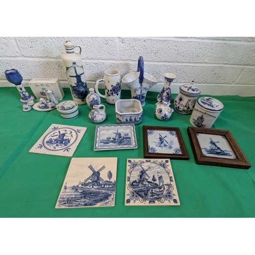 259 - Delftware Collection Including Tiles, Vases, Candleholders, Trinket Pots, And Much More