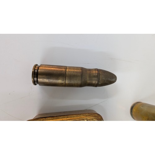 13 - A 1941 Inert 20mm Shell, Shell Cases, Princess Mary WWI Christmas Tin and Cigarette  Case