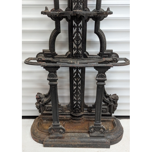 2 - 19th Century Cast Iron Coalbrookdale Hall Stand With Original Tray - 209 x 79 x 30cm
