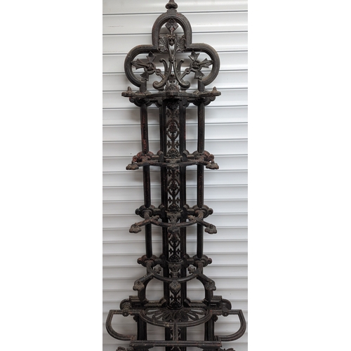 2 - 19th Century Cast Iron Coalbrookdale Hall Stand With Original Tray - 209 x 79 x 30cm