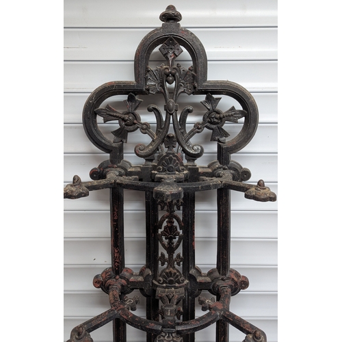 2 - 19th Century Cast Iron Coalbrookdale Hall Stand With Original Tray - 209 x 79 x 30cm