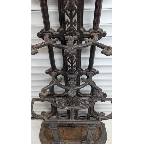 2 - 19th Century Cast Iron Coalbrookdale Hall Stand With Original Tray - 209 x 79 x 30cm