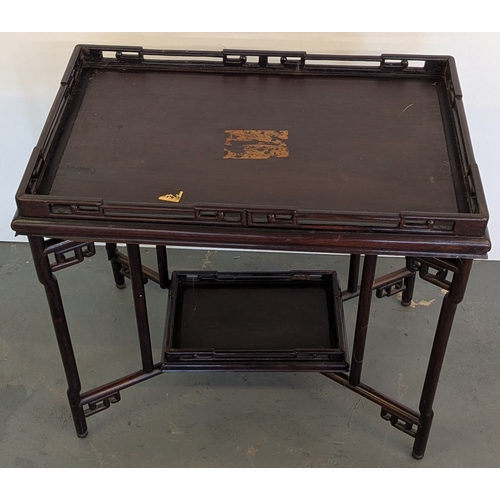 20 - 19th Century Chinese Folding Tray Table With Smaller Tray Under - One Leg Needs Refixing As Pictured... 