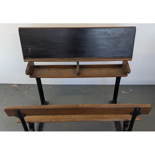 26 - Victorian Children's School Bench Desk With Cast Iron Frame