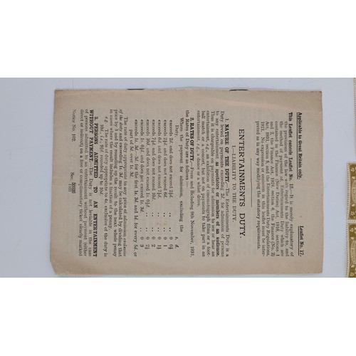 21 - A Large Quantity of Sheets and Part Sheets of GB WWII to 1960 Entertainments Revenue Excise Duty Sta... 
