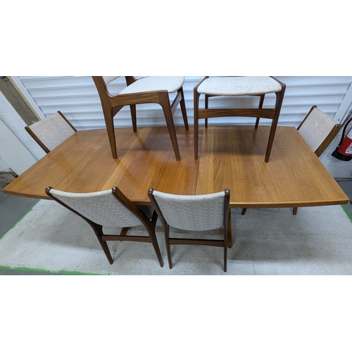 D Scan Danish Mid Century Extending Teak Dining Table With 6 chairs ...